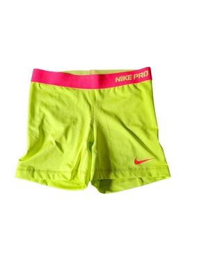 Nike Pro Lime Green and Pink Performance shorts with Gray Logo Size Small,